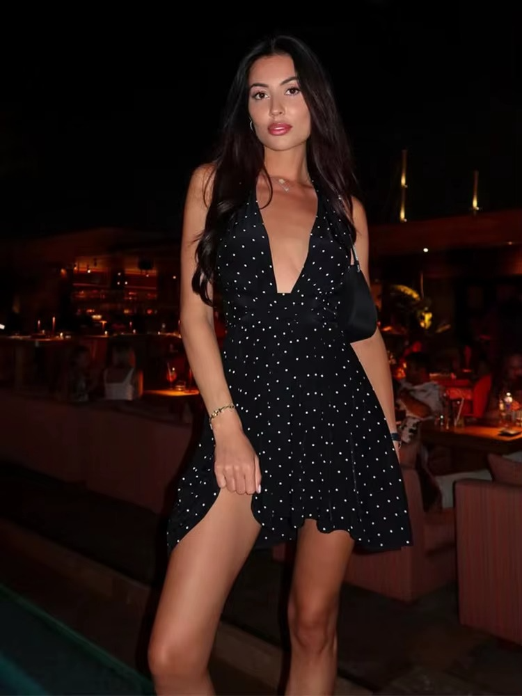 Polka Dot Halter Mini Dress – Flirty & Chic